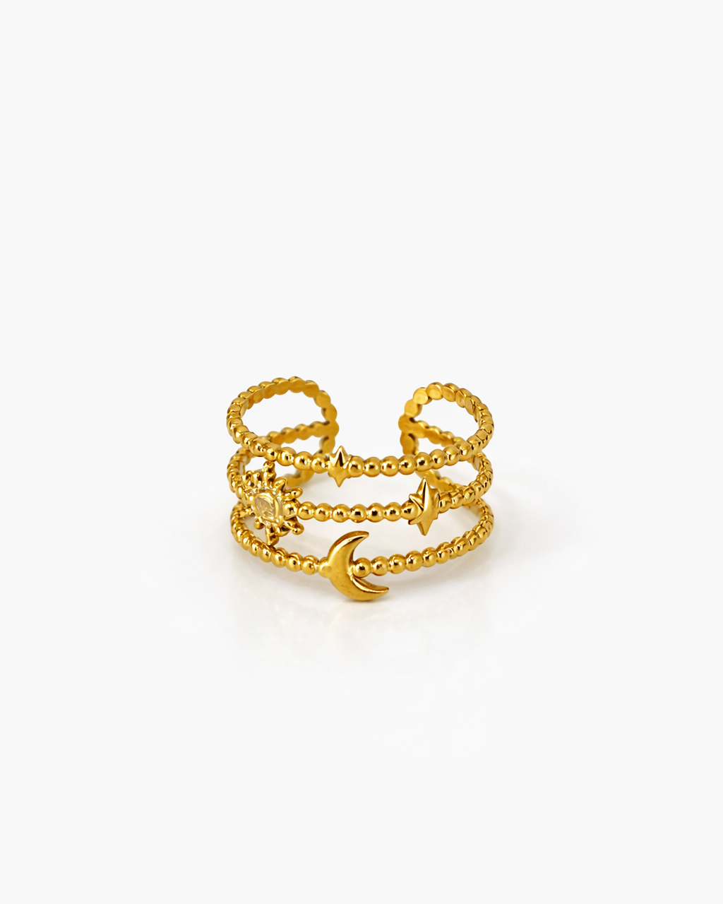 Moon and Stars Gold Ring