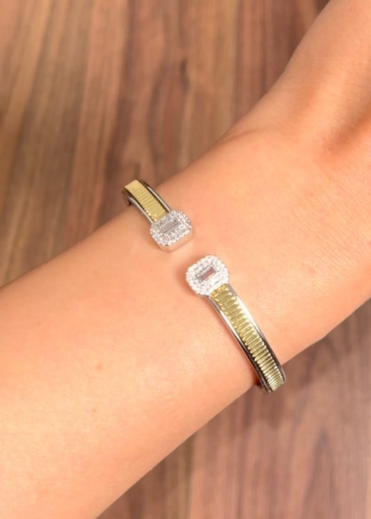 Baguette Gold & Silver Bangle