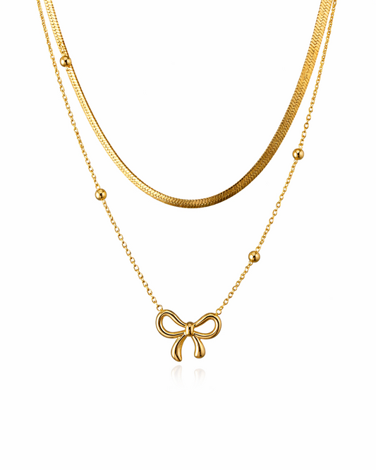 Golden Bow Layered Necklace