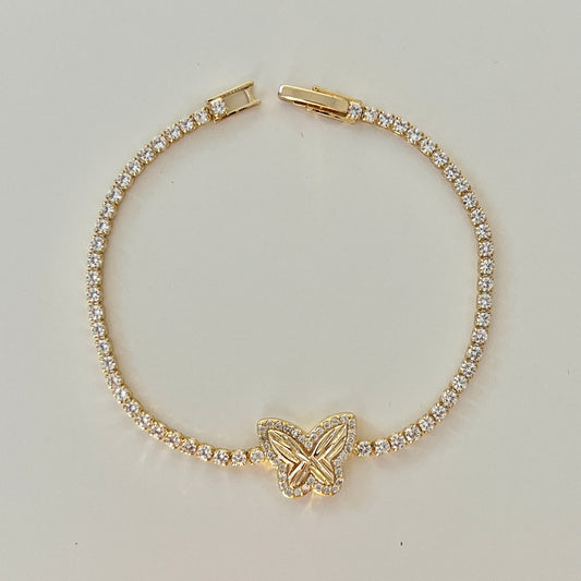 Gold Butterfly Tennis Bracelet